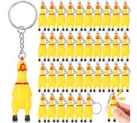 Shappy Mini 2.4" Squeaky Screaming Chicken Keychain Small Rubber Squeeze Chicken Pendant Gifts for Christmas Birthday Party (36 Pcs)