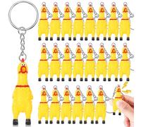 Shappy Mini 2.4" Squeaky Screaming Chicken Keychain Small Rubber Squeeze Chicken Pendant Gifts for Christmas Birthday Party, Yellow, about 2.4 inches