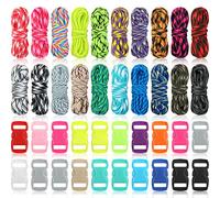 Shappy Paracord Kit Bracelets 550 Survival Rope Colorful Combo Random Crafting Kits 20 Colors Cord with Buckles for Making Lanyard Keychain Dog Collar DIY Manual (Vivid Color), approx. 0.16 inch wide