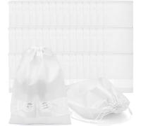 Shappy Travel Shoe Bags Non Woven Packing Drawstring Sacks Clear Window Large Storage Pouch Organizer for Men Women, White, 12.6 x 17.32 Inches, Normal
