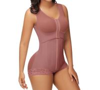SHAPSHE Fajas Colombianas Moldeadoras BBL Post Surgery Stage 2/3 Body Shaper Tummy Control High Compression Garment Shapewear, Rosy Brown With Steel Bones, Large