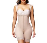 SHAPSHE Fajas Colombianas Moldeadoras Stage 2 3 Post Surgery Compression Garment Full Body Shaper with Steel Bones, Tan(one Size Larger May Be Better), Medium