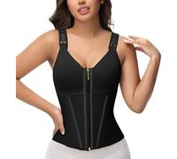 SHAPSHE Waist Trainer Corset for Women Tummy Control Sport Workout Body Shaper Vest for Women Postpartum Gym Zipper and Hooks Black
