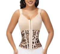 SHAPSHE Waist Trainer Corset for Women Tummy Control Sport Workout Body Shaper Vest for Women Postpartum Gym Zipper and Hooks, Khaki, Medium