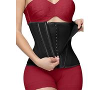 SHAPSHE Waist Trainer for Women, Tummy Control Waist Cincher, Corset Shapewear Body Shaper with Zipper, Black, Medium