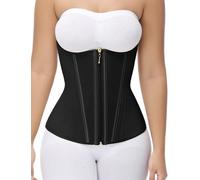 SHAPSHE Waist Trainer for Women Tummy Control Workout Waist Cincher Corset Shapewear Postpartum Body Shaper with Zipper Hook, Black-long Torso, XS
