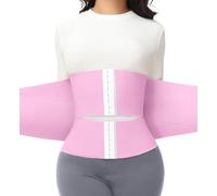 SHAPSHE Waist Trainer For Women Tummy Control Workout Waist Cincher Segmented Triple Wrap Belt Postpartum Girdle with Hooks, Pink, S