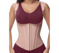 SHAPSHE waist trainer for women working out waist cincher vest for tummy control wrap waist shapewear body shaper with straps Brown, Brown, XS