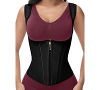 SHAPSHE Waist Trainer High Compression Cincher for Women Tummy Control Sport Workout Hourglass Body Shaper Vest with Straps, Black-short Torso, S