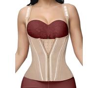 SHAPSHE Waist Trainer High Compression Cincher for Women Tummy Control Sport Workout Hourglass Body Shaper Vest with Straps, Tan-classic, Medium