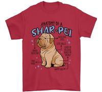 Shar Pei Anatomy Funny Dog Mens T-Shirt 100% Cotton Red M