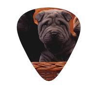 Shar Pei Black Puppy Small Dogs Gray Puppy Pets,12 Pcs Guitar Pick,3 Different Thickness Plectrums for Acoustic Guitar Bass Ukulele (0.46mm 0.96mm 0.71mm)