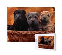 Shar Pei Black Puppy Small Dogs Gray Puppy Pets,500 Pieces Wooden Jigsaw Family Game Jigsaw Puzzles for Adults Teens Home Decor