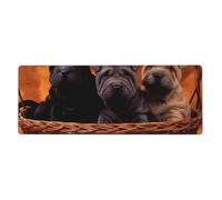 Shar Pei Black Puppy Small Dogs Gray Puppy Pets,Mouse Pad Large Desk Pad Computer Keyboard Mouse Mat With Non Slip Rubber Base 30 x 80 cm