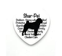 SHAR-PEI FRIDGE MAGNET - dog silhouette in black on white ceramic heart shaped fridge magnet with dog's characteristics in background. Great gift/present idea for dog lover.
