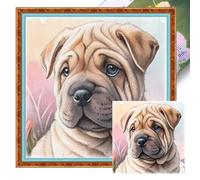 Shar Pei Full 18CT DIY Stamped Cross Stitch Kits 20x20cm for Adults Home Decor