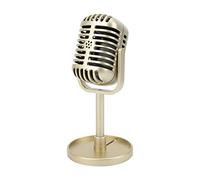 Sharainn Prop Microphone, Retro Microphone Props, Classic Prop Microphone Model, Fake Microphone Speech Party Toy for Filming Dance Shows Practice Using Microphone Props Film (Golden color)