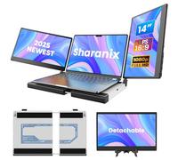 sharanix 2025 New Laptop Screen Extender, 14" Portable Triple Monitor with Multifunction Base for Laptop up to 17.3", 1080P/360° Rotation/Detachable/Plug & Play Compatible with Mac, Wins, Chrome