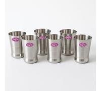 Sharda Metals Set of 6 Stainless Steel Drinking Water Glass Set | Unbreakable, Rust-Resistant, BPA-Free, Durable Metal Glasses with Mirror Polish | Everyday Use, Kitchen & Diwali Gift, 350ml Each