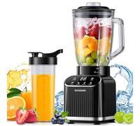SHARDOR Blender for Kitchen, Max1400W Professional Smoothie Blender with 1.5L Glass Jar & 700ml To-Go Cup Combo,5 Intelligent Program, Ice Crush & Frozen Fruit, Smoothies, Milkshakes,Black