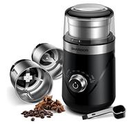 SHARDOR Coffee & Spice Grinder Electric with 2 Removable Stainless Steel Cups, Timed Grind Control Rotary Knob,Adjustable Coarse to Fine for Coffee Beans, Wet & Dry Spice,70g,Black
