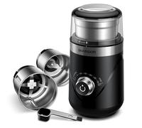 SHARDOR Electric Coffee Grinder and Spice Grinder, 2 Removable Stainless Steel Cups, Timed Rotary Knob for Coffee Beans, Spices, Herbs, Seeds, Wet and Dry Grinding, 70g,Black
