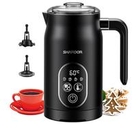 SHARDOR Electric Milk Frother and Steamer, 4-in-1 Functions with Temperature Control, Hot and Cold Foam Maker with 2 Whisks for Hot Chocolate Milk, Cappuccinos, Latte, Macchiato, Black