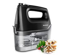 SHARDOR Hand Mixer Electric Whisk, 400W All-Pure Copper Hand Whisk,6 Speed & Turbo Mixer Electric Handheld, Snap-On Storage Case,5 Stainless Steel Accessories for Kitchen Baking,Black