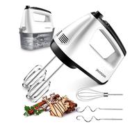 SHARDOR Hand Mixer Electric Whisk, Anti-Splash Hand Whisk, 6 Speeds with Turbo Button, Snap-On Storage Case, Easy Eject Button, 5 Stainless Steel Attachments, Electric Whisk for Kitchen Baking, 400W
