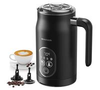 SHARDOR Milk Frother Electric,4 Temperature Setting,4 in 1 Functions Milk Steamer & Warmer,2 Whisks for Milk,Hot Chocolate,Latte,Cappuccinos,Matte Black