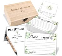 Share a Memory Cards Set 100 Share a Memory Cards with Wooden Keepsake Box Pen & Table Sign, Celebration of Life Guest Book Alternative for Funeral Memorial Anniversary Graduation Wedding