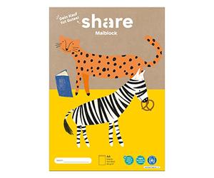 share A4 Colouring Pad for Children - Colouring Pad Donates a Lesson for a School Child - Blue Angel Certified Drawing Pad A4 Made from 100% Recycled Paper (80 g/m²) - White/Blank