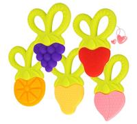 SHARE&CARE BPA Free Silicone Fruit Baby Teether Toy with Storage Case, for 3 Months Above Infant Sore Gums Pain Relief