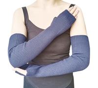 Share Maison Women's Arm Warmers with Thumb Hole Winter Fingerless Stretchy Cashmere Wool Long Gloves Sleeves - Blue - Medium