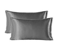 SHARE SILK 100% Mulberry Silk Pillowcase, 22 Momme Silk Pillowcases for Hair and Skin, Envelope Closure Pillow Covers 2 Pieces Set, Hypoallergenic Breathable for Beauty Sleep (50x75 cm, Grey)