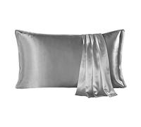 SHARE SILK 22 Momme 100% Mulberry Silk Pillowcase for Hair and Skin, Envelope Closure Pillow Covers 1PC, Hypoallergenic Breathable for Beauty Sleep (50x75 cm, Grey)