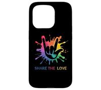 Share The Love Colorful Sign Language Hippie Case for iPhone 15 Pro