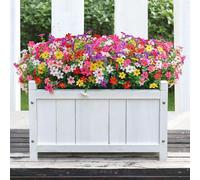 SHareconn 20 Bundles Artificial Flowers for Outdoors Decoration, Fake Silk Plants UV Resistant Realistic Flower Look Real for Porch Patio Window Summer Decor, mix 6 colours