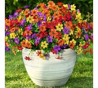 SHareconn 20 Bundles Artificial Flowers for Outdoors Decoration, Fake Silk Plants UV Resistant Realistic Flower Look Real for Porch Patio Window Summer Decor, RedPurpleYellowOrange