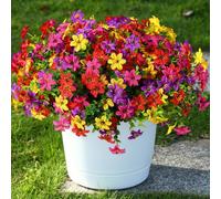 SHareconn 20 Bundles Artificial Flowers for Outdoors Decoration, Fake Silk Plants UV Resistant Realistic Flower Look Real for Porch Patio Window Summer Decor, RedRosyPurpleYellow