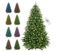 SHareconn 4.5FT Pre Lit Artificial Christmas Tree with 1733 100% PE Branches Tips, 180 Multicolor Lights, Xmas Tree with Multi-Functional Remote Control, Foldable Wooden Stand, Easy Assembly