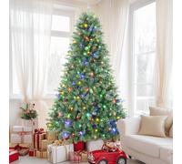 SHareconn 5FT Pre-Lit Artificial Christmas Tree with 250 Warm White & Multicolor LED Lights, 8 Light Modes, Xmas Tree with 642 PE & PVC Branch Tips, Metal Stand, Easy Assembly and Foldable