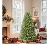 SHareconn 5ft Pre Lit Christmas Tree with 160 Warm White LED Lights, 8 Adjustable Lighting Modes, 548 Branch Tips, Foldable Metal Stand, Artificial Christmas Trees for Home Party Decoration, Green
