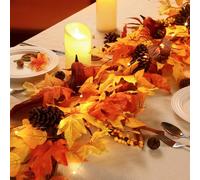 SHareconn 6ft Artificial Autumn Maple Leaves Garland with Pumpkin Pinecone, Fall Garland Hanging Decorations for Thanksgiving/Party/Fireplace/Door/Stairs/Yard