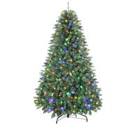 SHareconn 6FT Pre-Lit Artificial Christmas Tree with 330 Warm White & Multicolor LED Lights, 8 Light Modes, Xmas Tree with 1018 PE & PVC Branch Tips, Metal Stand, Easy Assembly and Foldable
