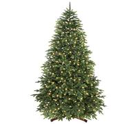 SHareconn 6FT Pre Lit Artificial Christmas Tree with 3546 100% PE Branches Tips, 330 Warm white lights and colored lights, Xmas Tree with Foldable Wooden Stand, Easy Assembly（NO Remote Control）