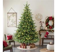 SHareconn 6FT Pre-Lit Christmas Tree with 310 Warm White LED Lights,Artificial Xmas Tree for Easy Setup,919 Branch Tips for a Full Look,Includes Sturdy Wooden Stand,Indoor Home Decor