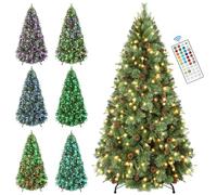 SHareconn 6FT Pre Lit Christmas Tree, Xmas Pine Tree with Warm White & Multicolor Lights,Foldable Metal Stand and Multi-Functional Remote Control,Christmas Decorations for Home