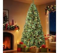 SHareconn 6FT Pre Lit Christmas Tree, Xmas Pine Tree with Warm White & Multicolor RGB Lights,Foldable Metal Stand and Multi-Functional Remote Control,Christmas Decorations for Home