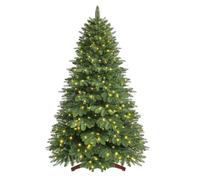 SHareconn 6ft Premium Artificial Christmas Tree with 340 Pre-Lit Warm White & Multi-Color Lights, 1068 PE & PVC Branch Tips and 1 Foldable Wooden Stand, Perfect Decor for Xmas, Home, Office, Green